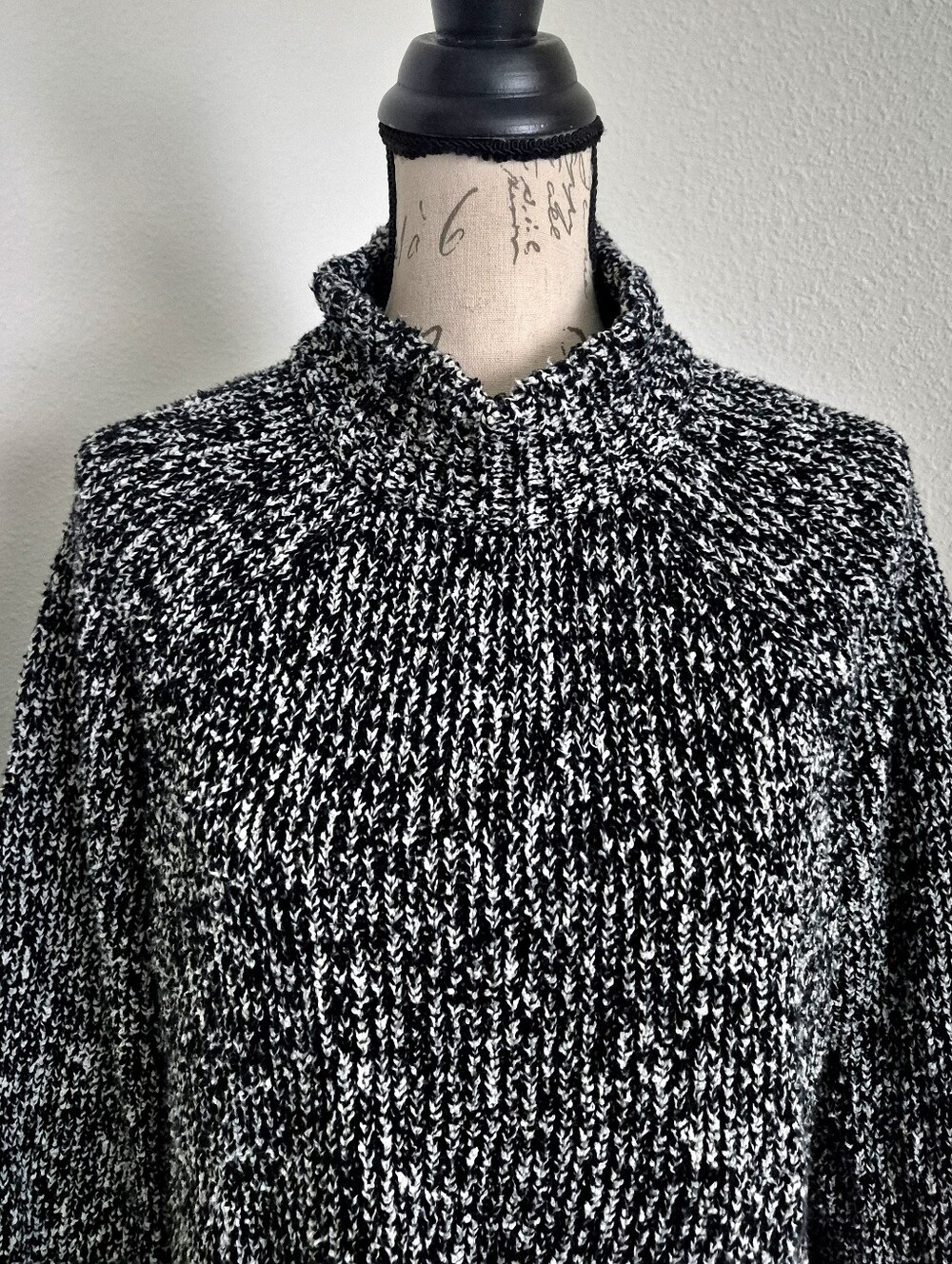 Eileen Fisher Organic Cotton Mock Neck Boxy Sweater L Marled Chunky Knit F19UBT - Picture 5 of 15